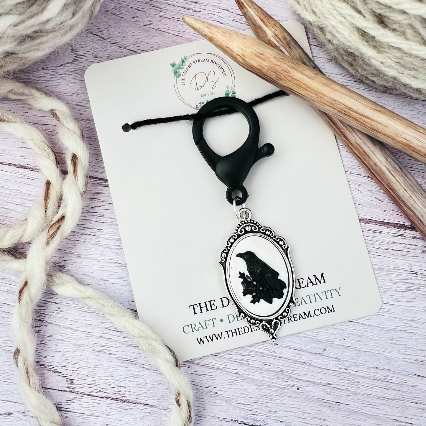 Victorian Raven Jumbo Stitch Marker