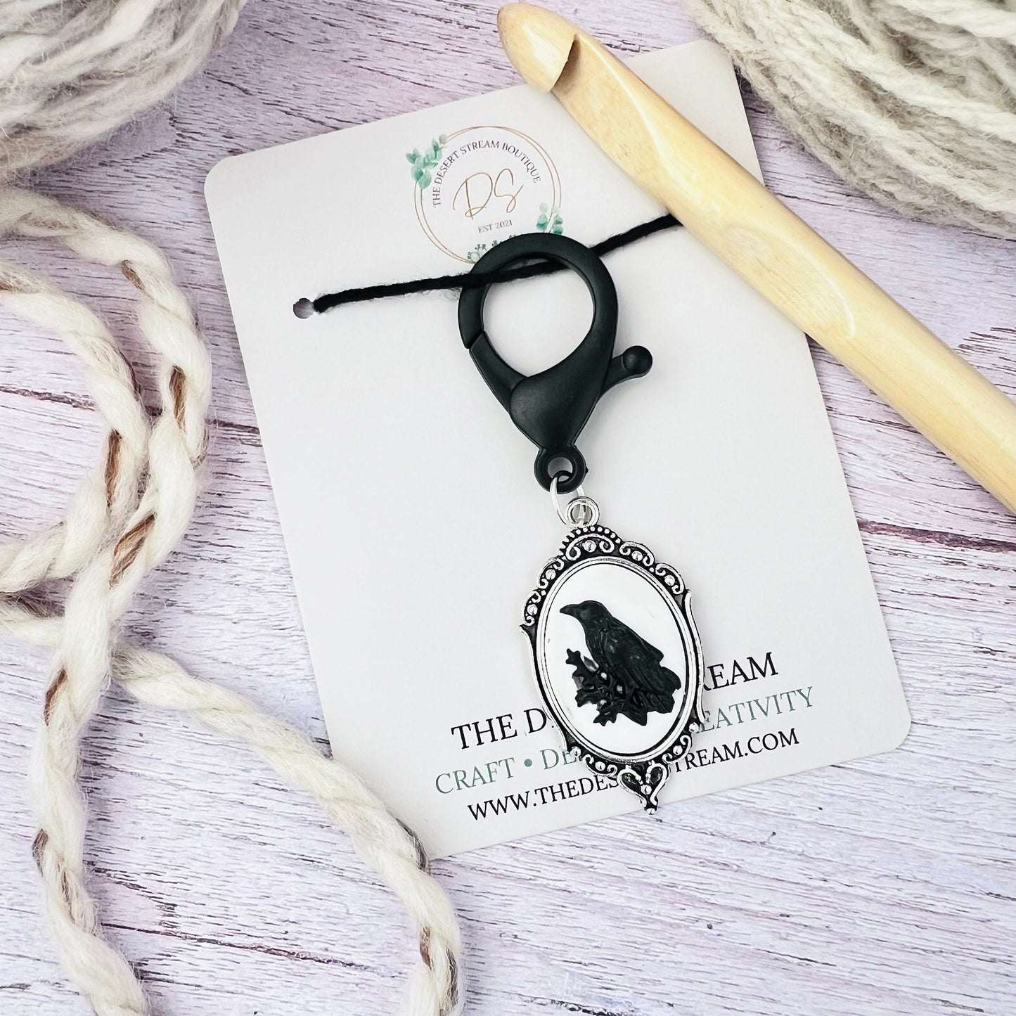 Victorian Raven Jumbo Stitch Marker