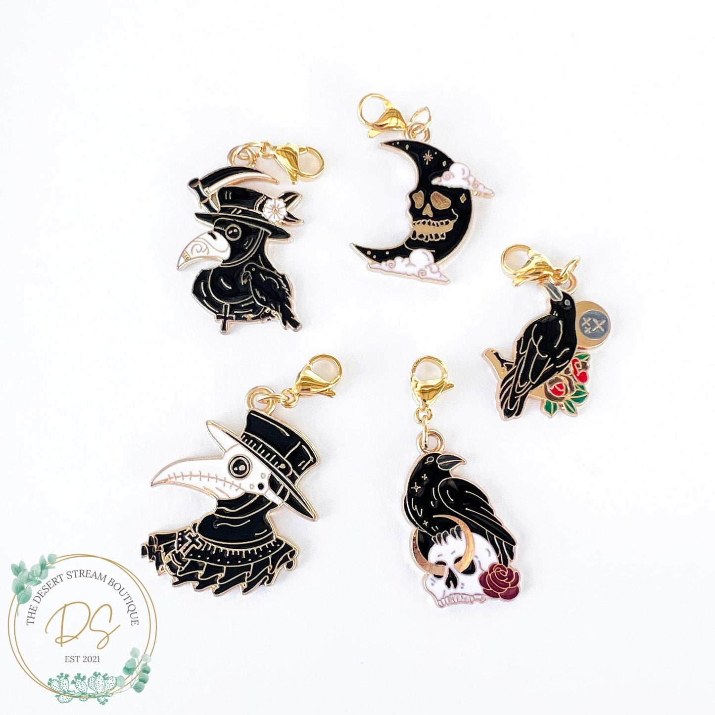 Black Raven Stitch Markers Set - Knitting and Crochet