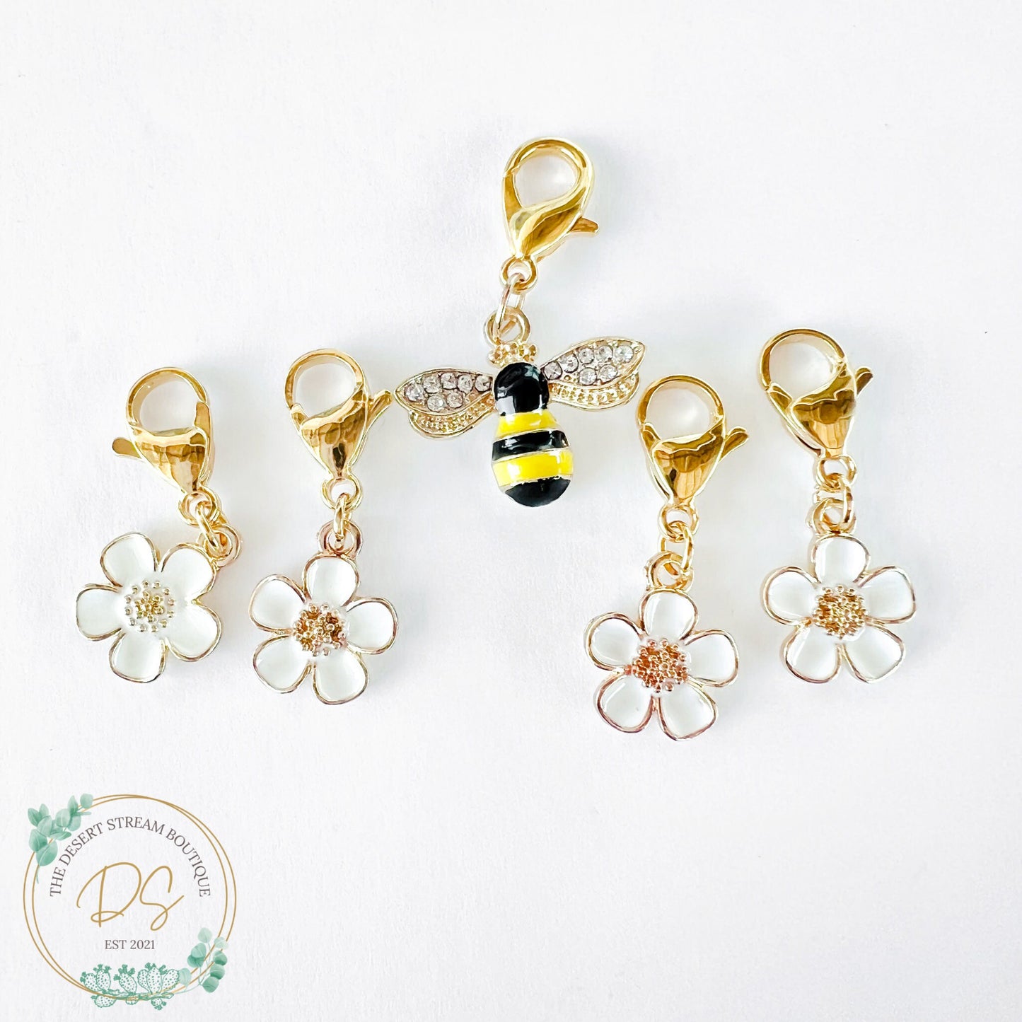Flower Bee Stitch Markers Set - Knitting and Crochet