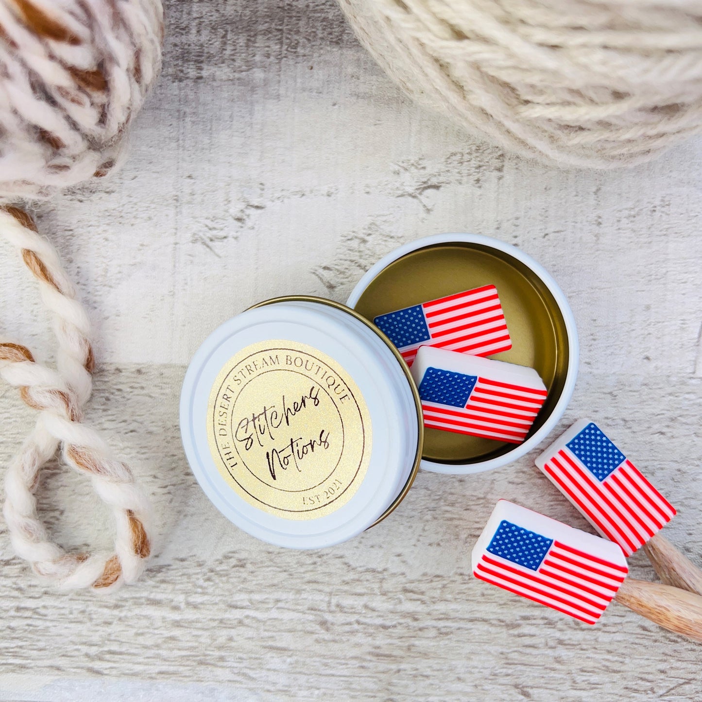 American Flag Stitch Stopper Knitting Needle Point Protectors