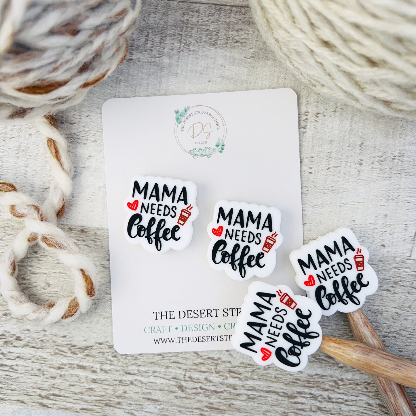 Mama Needs Coffee Stitch Stoppers Knitting Needle Point Protectors