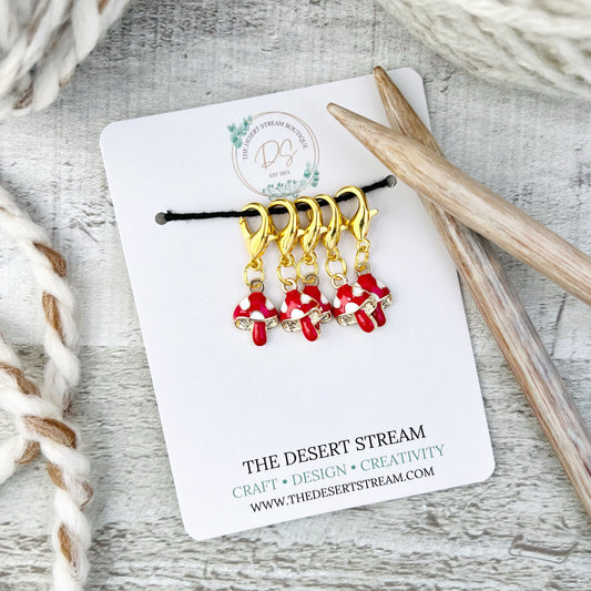 Mushroom Stitch Markers Set - Knitting and Crochet