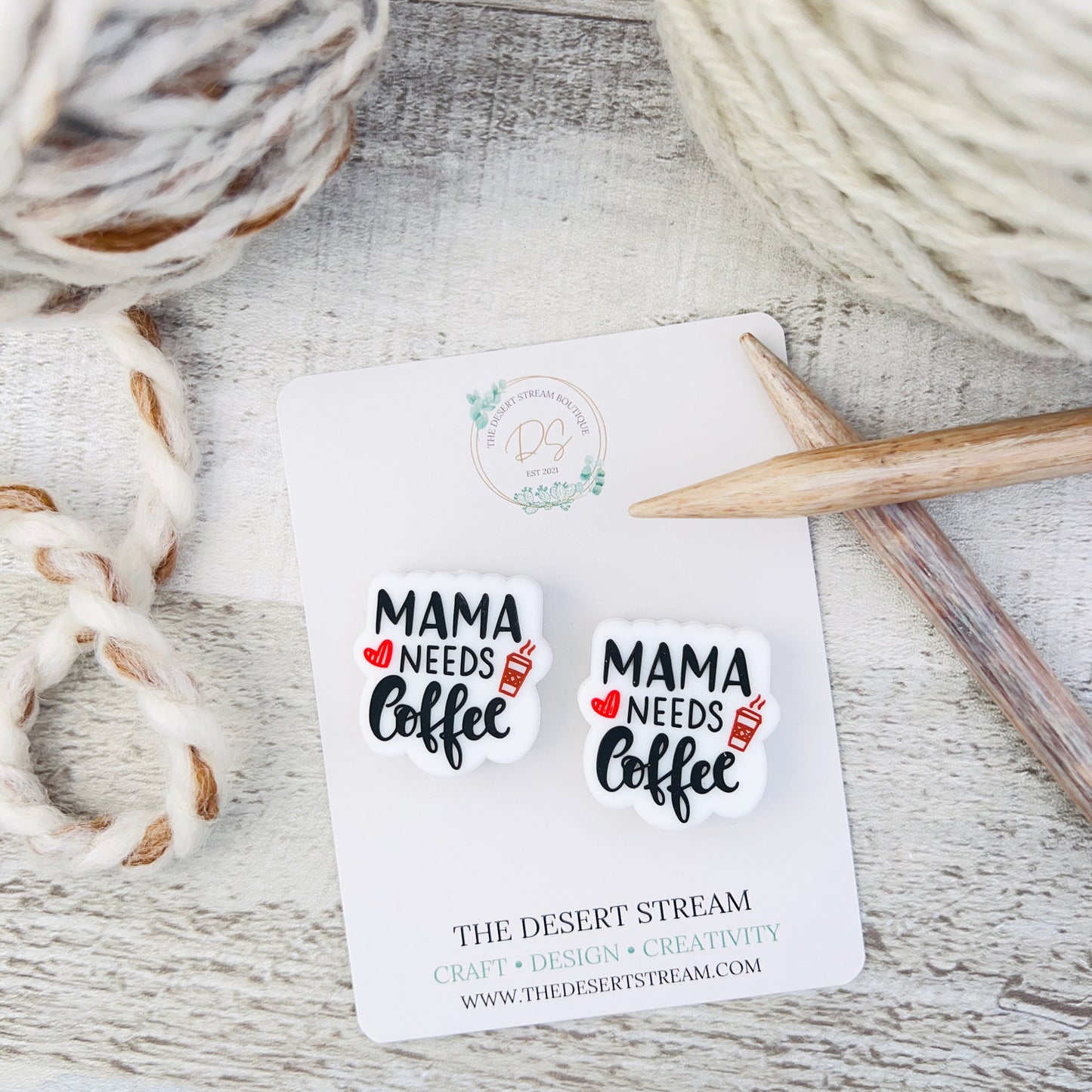 Mama Needs Coffee Stitch Stoppers Knitting Needle Point Protectors