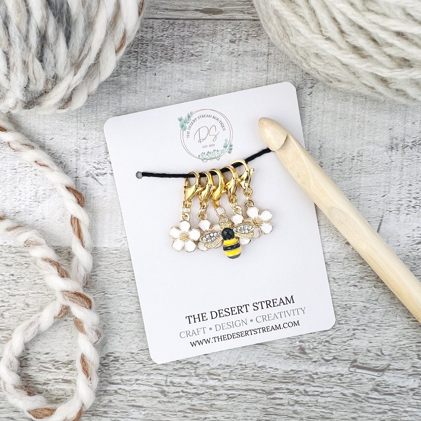 Flower Bee Stitch Markers Set - Knitting and Crochet