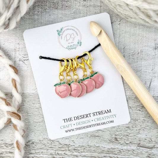 Peach Stitch Markers Set - Knitting and Crochet