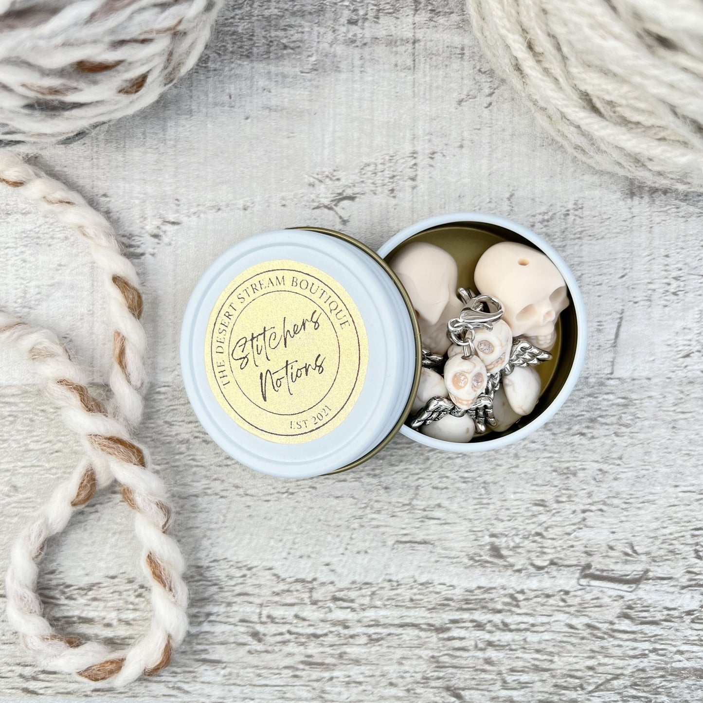 Angel Skull Knitting Notions Tin Set