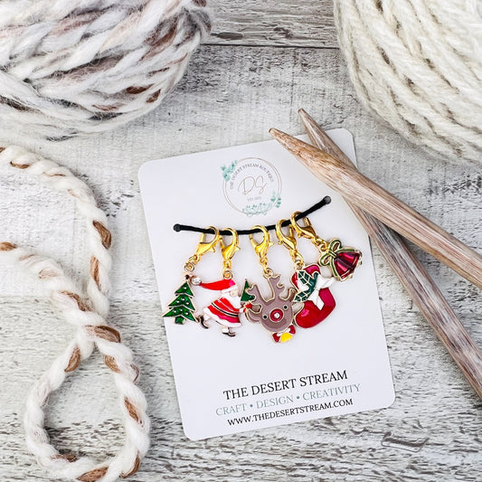 Christmas Stitch Markers Set - Knitting and Crochet