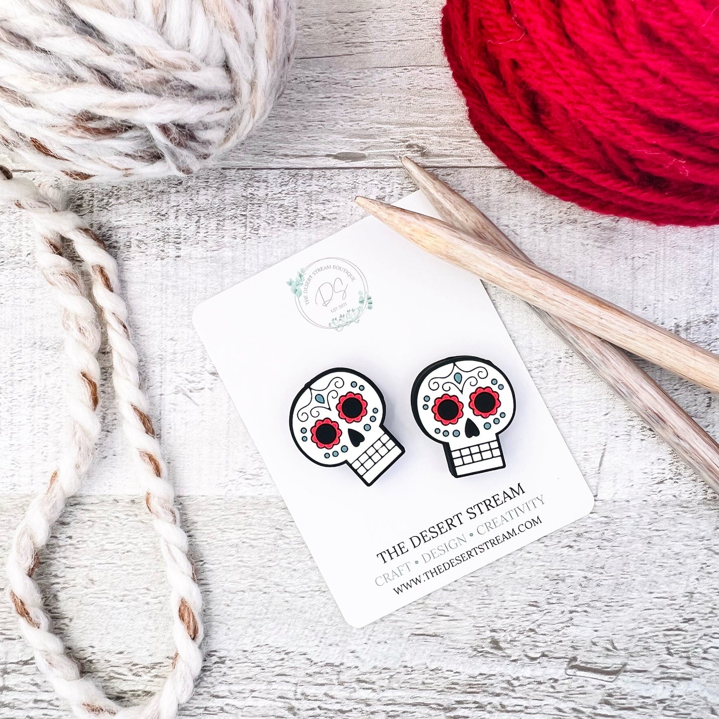 Candy Skull Stitch Stoppers Knitting Needle Point Protectors