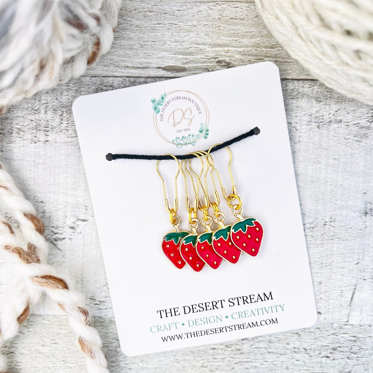 Strawberry Stitch Markers Set - Knitting and Crochet