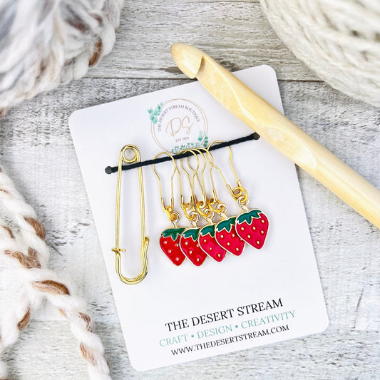 Strawberry Stitch Markers Set - Knitting and Crochet