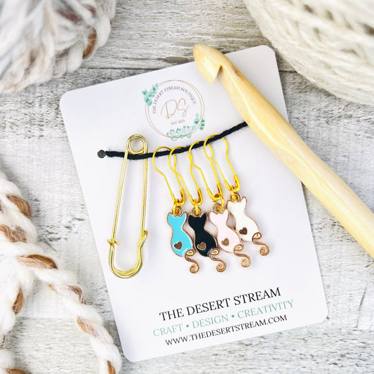 Cat Tails Stitch Markers Set - Knitting and Crochet