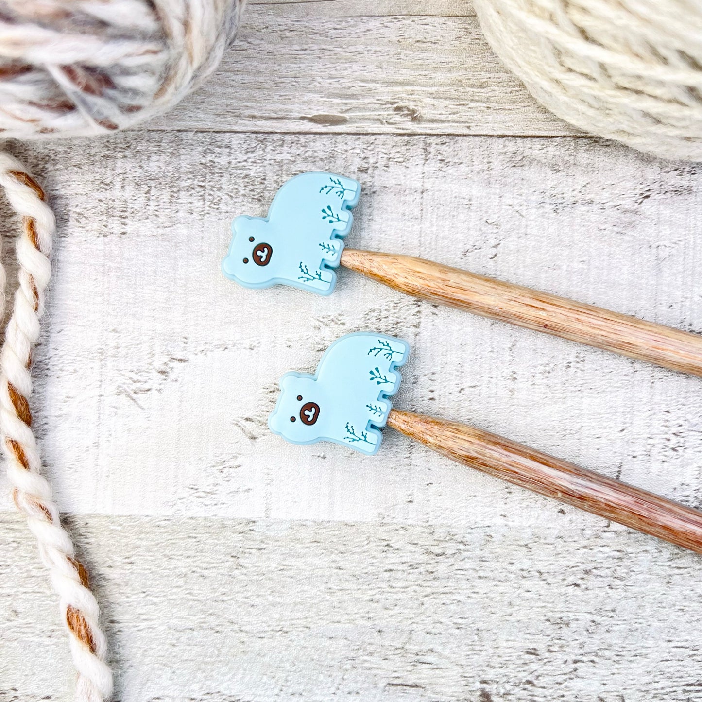 Embossed Bear Stitch Stoppers Knitting Needle Point Protectors