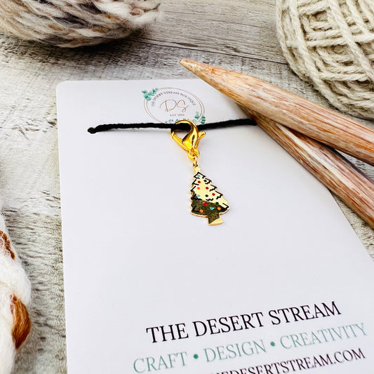 Christmas Tree Stitch Marker -Knitting and Crochet - Luxe Limited Collectors Edition - 14K Gold