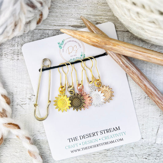 Sunflower Stitch Markers Set - Knitting and Crochet