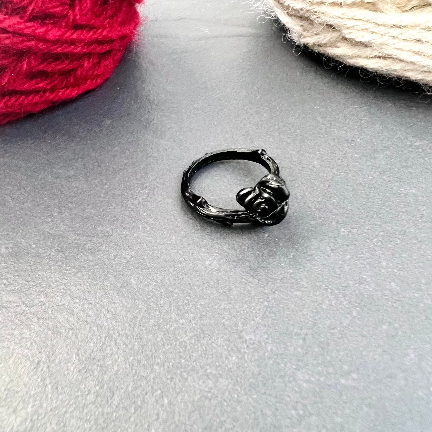 Black Rose Adjustable Tension Ring