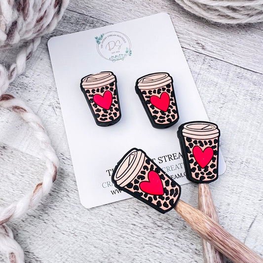 Leopard Coffee Stitch Stoppers Knitting Needle Point Protectors