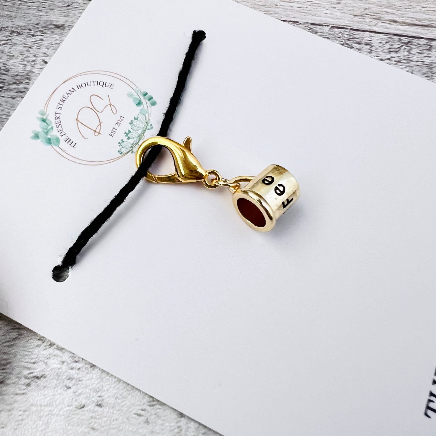 Coffee Cup Stitch Marker - Luxe Limited Collectors Edition - 18K Gold Cubic Zirconia