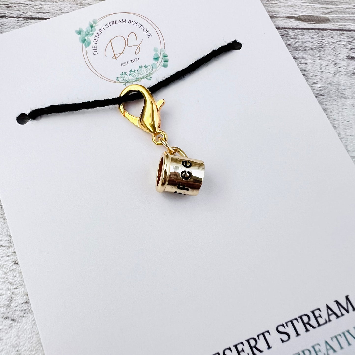Coffee Cup Stitch Marker - Luxe Limited Collectors Edition - 18K Gold Cubic Zirconia