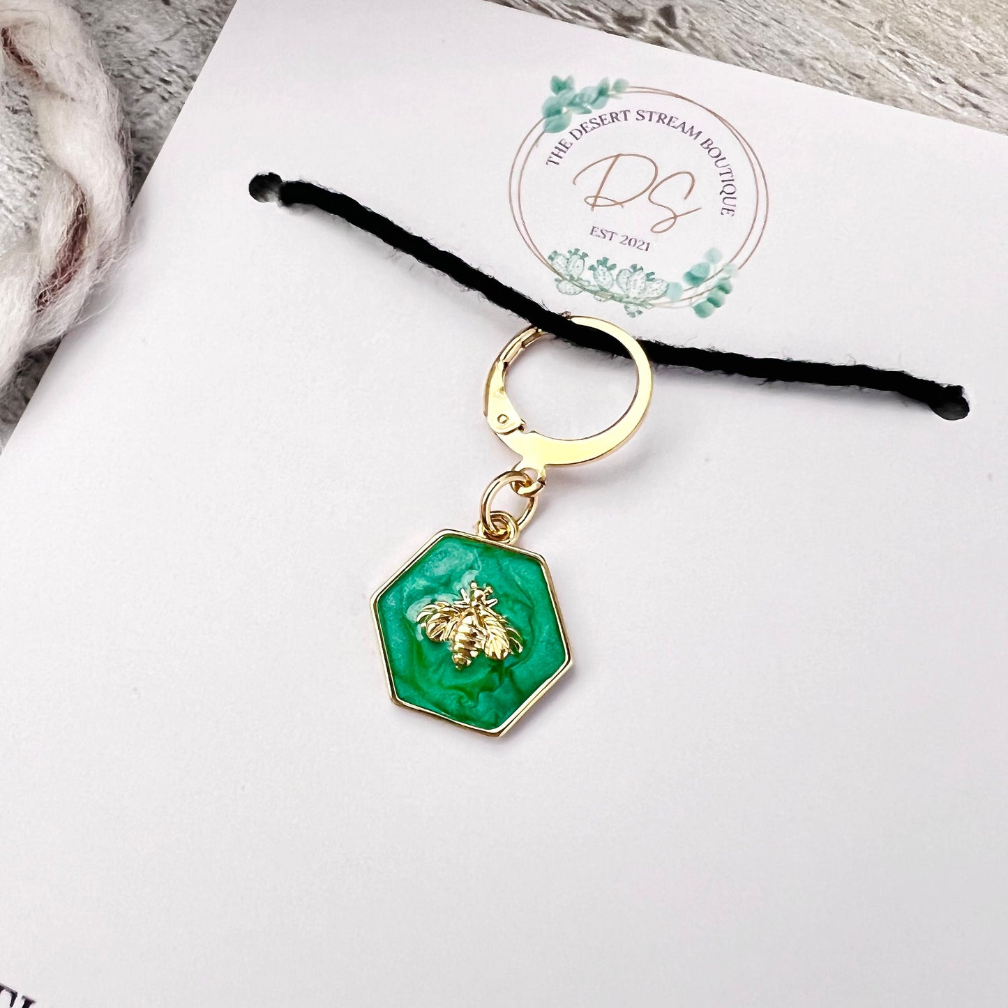 Jaded Bee Stitch Marker - Luxe Limited Collectors Edition - 18K Gold Cubic Zirconia