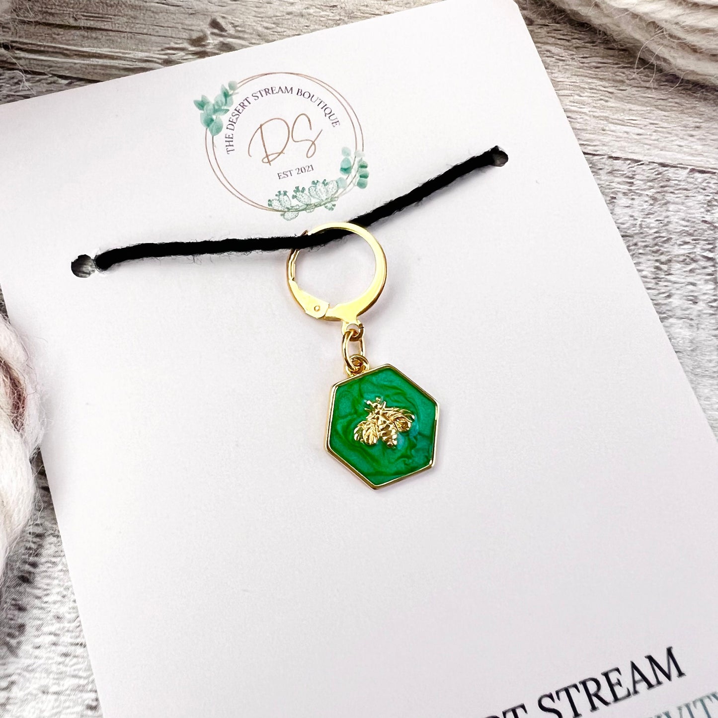 Jaded Bee Stitch Marker - Luxe Limited Collectors Edition - 18K Gold Cubic Zirconia