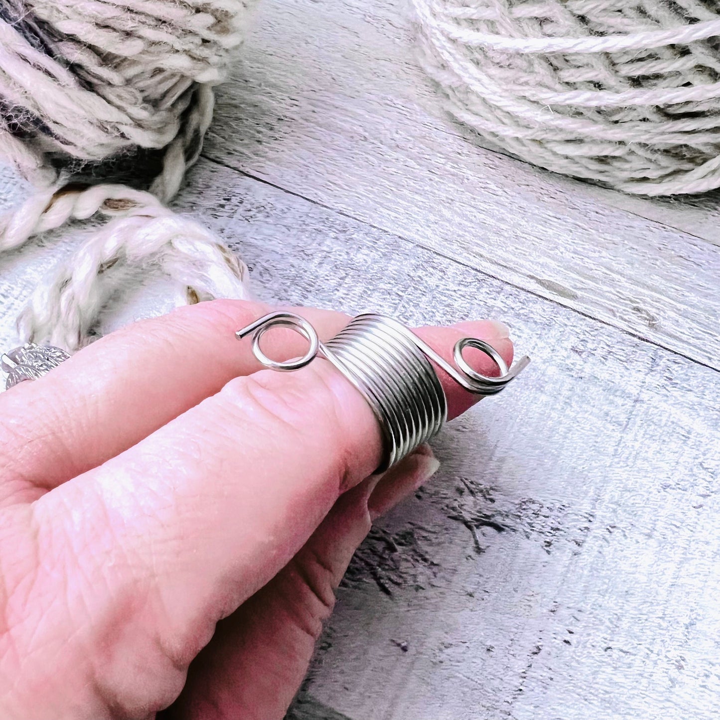 Stainless Steel Tension Ring Knitting Thimble