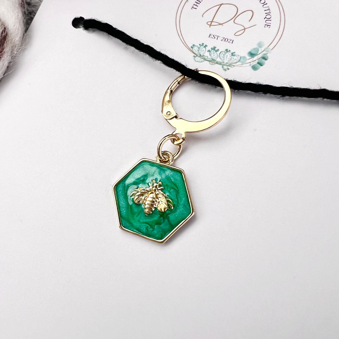 Jaded Bee Stitch Marker - Luxe Limited Collectors Edition - 18K Gold Cubic Zirconia