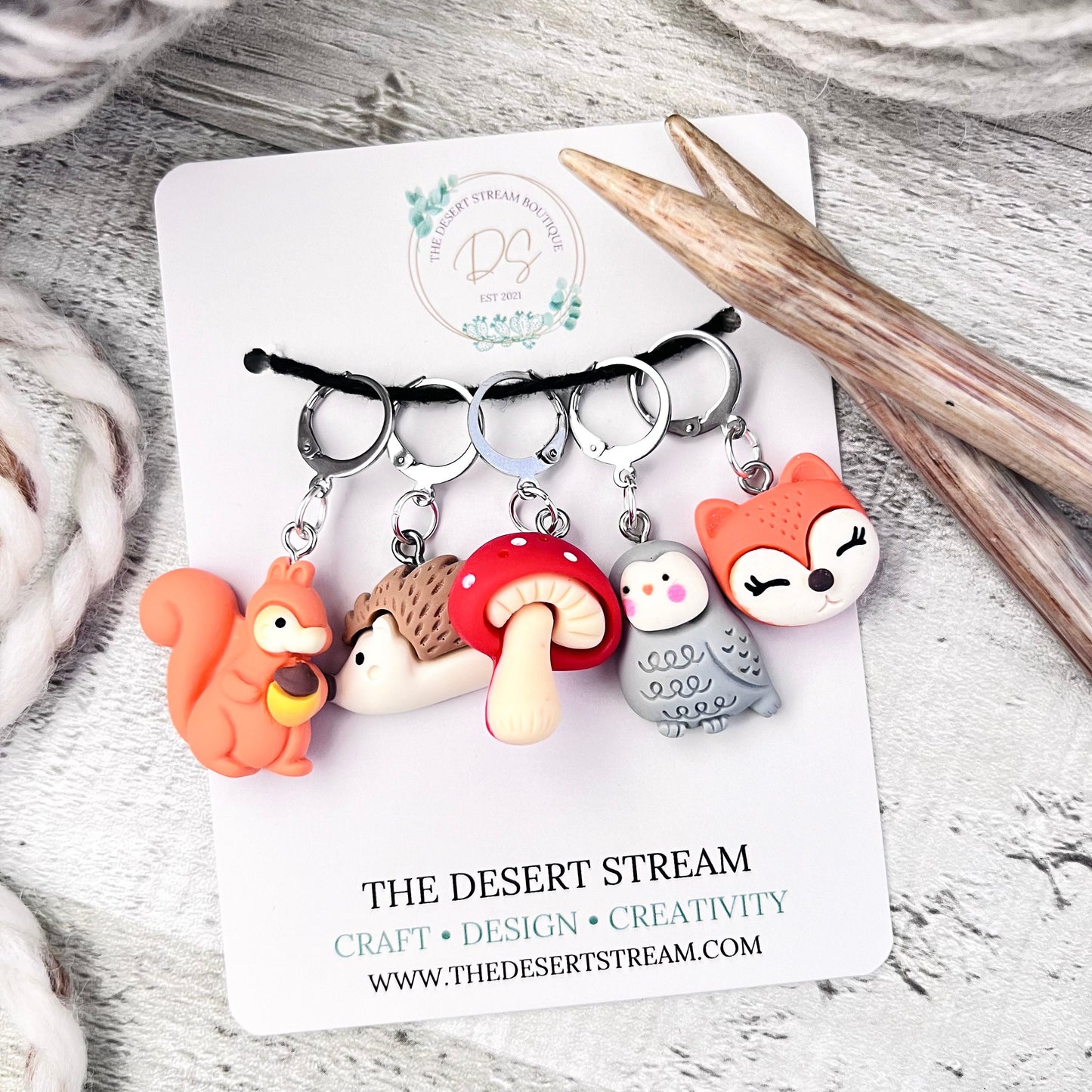 Woodland Friends Stitch Markers Set - Knitting and Crochet